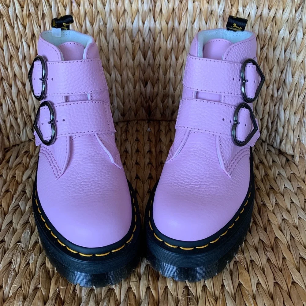 New Dr. Martens Devon Pink Platform Boots - Picture 2 of 4